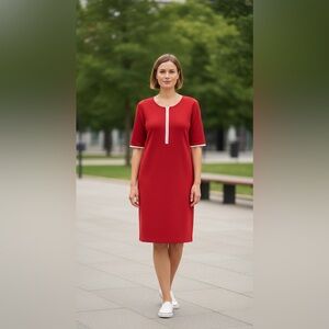 Marina Rinaldi Red Zip-Front Dress – Size Large